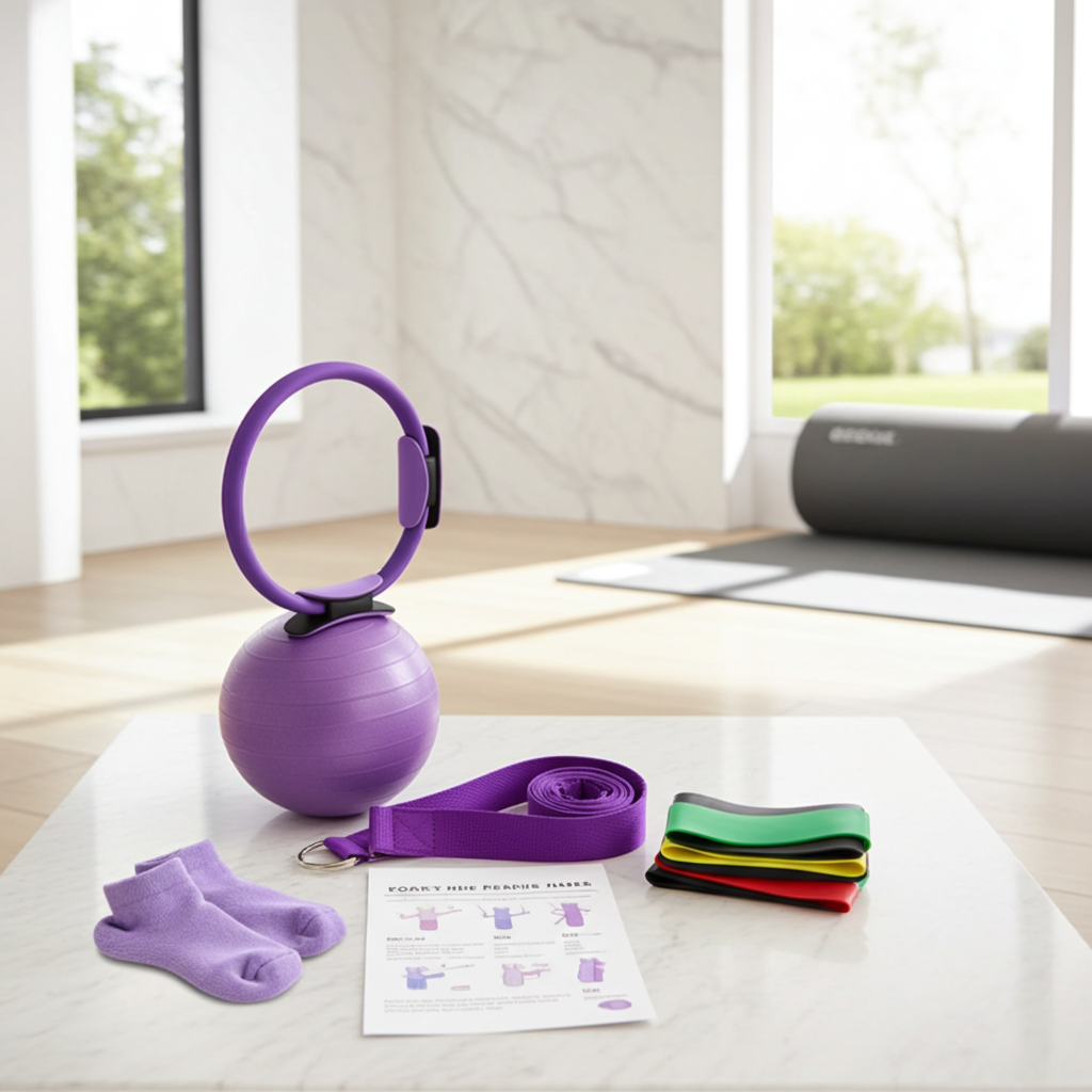 9-Piece Pilates Equipment Set – Resistance Bands, Yoga Ball & Home Workout Kit | Full Body Fitness Training