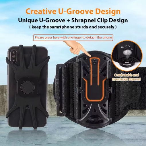 Universal 360° Rotating Sports Wristband Phone Holder – Elastic, Secure, Hands‑Free