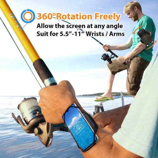 Universal 360° Rotating Sports Wristband Phone Holder – Elastic, Secure, Hands‑Free