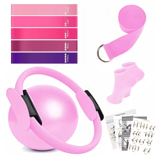 9-Piece Pilates Equipment Set – Resistance Bands, Yoga Ball & Home Workout Kit | Full Body Fitness Training
